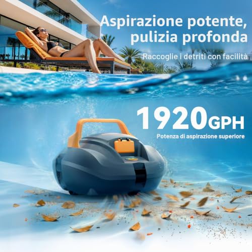 (2026 New) CoasTeering Planet Wireless Swimming Pool Robot, 120 Min Autonomy 4500 mAh, Double Motor, Quick Charge 2.5 h, Bottom Cleaning, Salt & Fresh Water, for Pools up to 80 m²