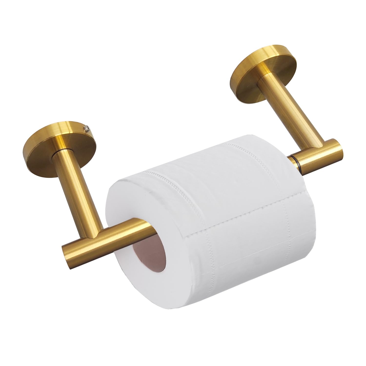 Toilet Paper Holder Pivoting Round Toilet Roll Holder for Mega Roll Modern Stainless Steel Metal Tissue Roll Hangers Tp Holder Storage Wall Mount Bathroom Accessories (Gold)