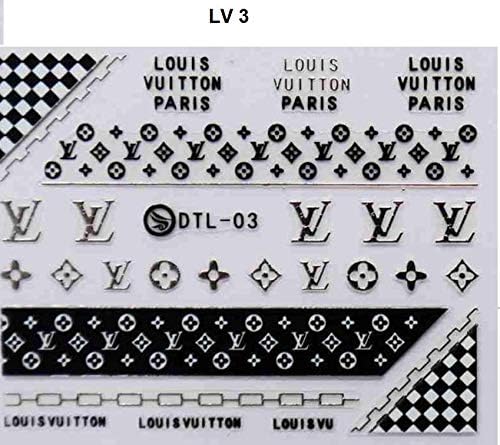3 sheets lot 3D duplicates Sticker Nail Decal LOGO Design 03 silver
