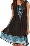 Sakkas Zulla Mid-Length Adjustable Tribal Floral Aztec Batik Tank Top Dress
