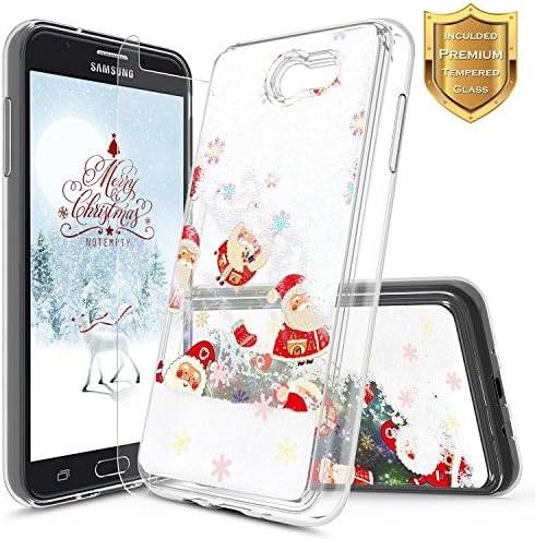 Galaxy J7 Sky Pro Case, J7 Prime /J7 V /J7 Perx/Halo /J7 2017 (J727) w/[Tempered Glass Screen Protector], NageBee Glitter Liquid Quicksand Flowing Sparkle Cute Case -Snow