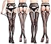 QandSweet Womens Stockings Thigh High Sexy Fishnet Lace Suspender Pantyhose Stretchy 4-Pack