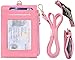 Beurlike Bifold ID Badge Holder Case Leather Credit Card Wallet Neck Lanyard (Pink)