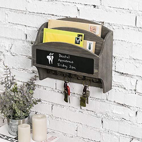MyGift Vintage Gray Wood Wall Mounted Entryway Mail