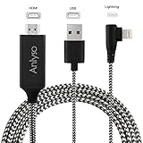 Lightning to HDMI Adapter Cable, Lightning Digital AV Adapter, Anlyso iPhone to HDMI Connector 6.6ft iPhone HDMI Adapter Cord Support 1080P HDTV for iPhone X 8 7 6 Plus, iPad to TV Projector Monitor