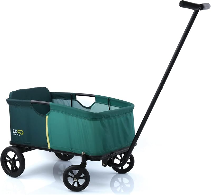 Eco Light Carro Playa, Carro Transporte Playa con Asiento para 1 Niño, Carro para Niños Plegable, Carro Plegable hasta 50 kg, Verde