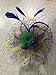 Mardi Gras Cocktail Tea Party Feather Fascinators Flower Dot Veil Headwear Top Hats Wedding Headband for Women (Yellow&Purple&Green)