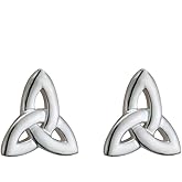 Biddy Murphy, Traditional Irish Trinity Knot Earrings for Women, 925 Sterling Silver Stud, Classic Celtic Jewelry Made in Ireland by Artisan Jewelers, 3/8" Inch