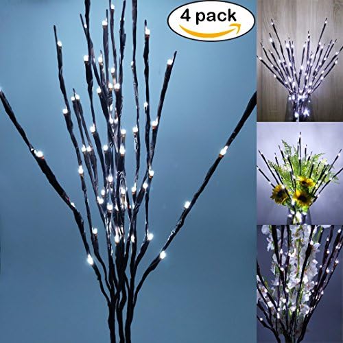 Accmor Led Lighted Twig Branches/Branch Lights, Battery Powered 20 Inches 20 LED Lights for Christmas Home Decoration(4 Pack, Cool White)