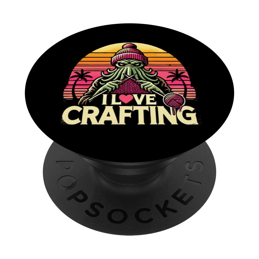Cthulhu I Love Crafting, Retro Cosmic Horror Cthulhu PopSockets Swappable PopGrip