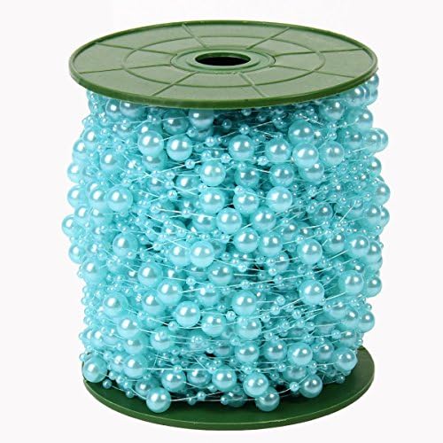 Krismile 200 Feet Roll Fishing Line Artificial Pearls Beads Chain Garland Flowers Wedding Party Decoration Products Supply (Blue)