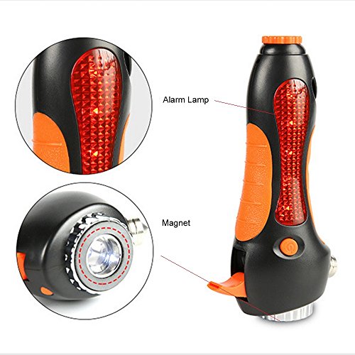 Vehicle Emergency Hammer 6-In-1 Auto Emergency Life Saving Kit with Seatbelt Cutter Window Breaker Flashlight Whistle Magnet Alarm Lamp Car Safety Device Lifesaving Tool Kit