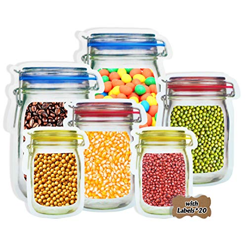 26 Pack Reusable Mason Jar Bottles Bags, Zip Lock Seal Food Saver