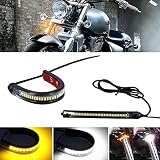 GTinthebox 2PC Flexible Switchback Dual-Color White & Amber LED Fork Turn Signal DRL Daytime Running Light Waterproof Adjustable Stips Bars kit Universal Fit Motorcycle Bike