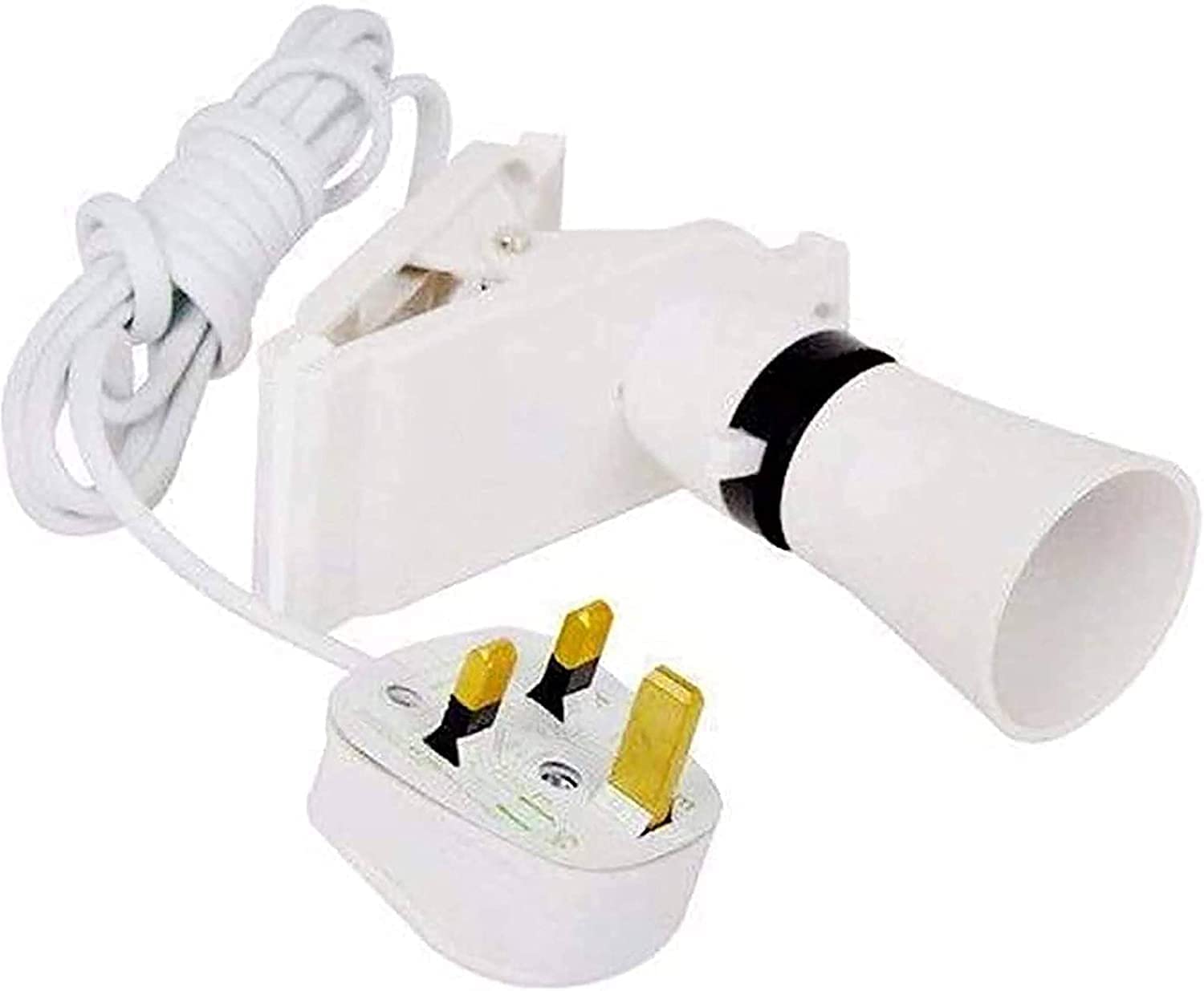 Zerox World Clip Desk Lamp Holder UK Plug Light Bulb Socket Base with Switch, Scratch Free & Cable Fixed Portable On The Table Pin Ideal for Lighting at Home, Shop, White, 1.8 Metre