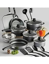 18 Piece Nonstick Pots & Pans Cookware Set Kitchen Kitchenware Cooking NEW (GRAY)