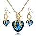 Long Way® Austrian Crystal Fashion Heart Jewelry Sets Necklace Earrings Wedding Party Accessories