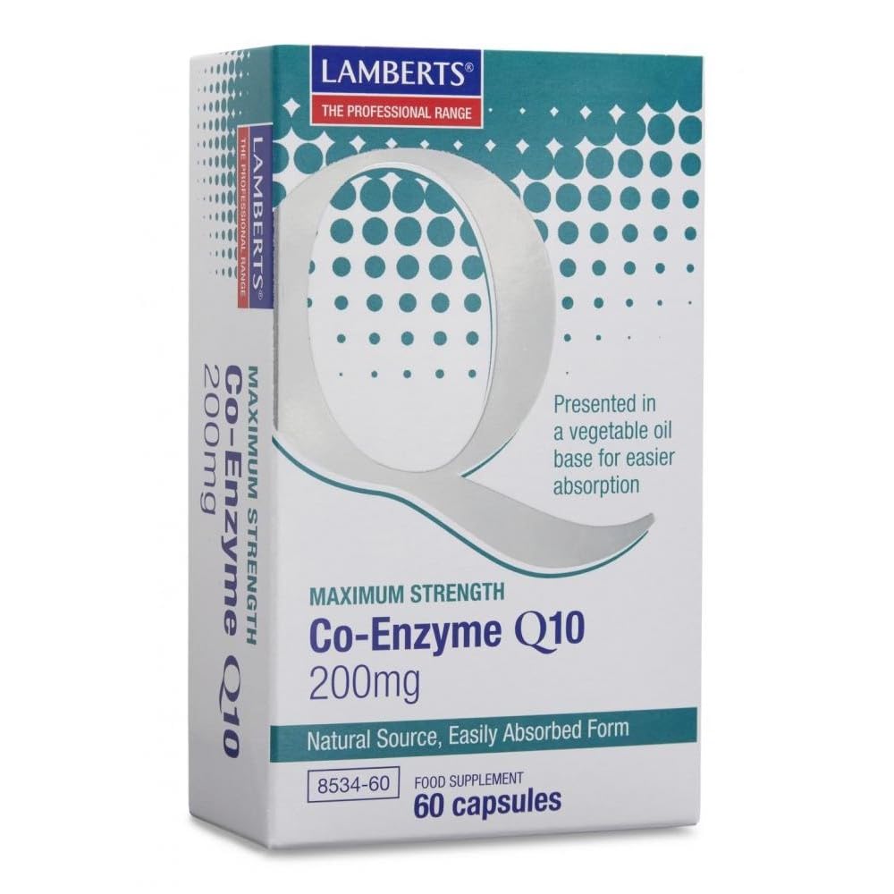 Lamberts Co-Enzyme Q10 200mg – Maximum Strength Ubiquinone – Vegan Formula – 60 Capsules