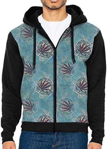 LICAI Men's Full Zipper Hoodies Weed Turtle Sweatshirt