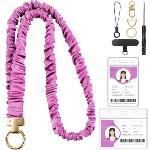 Scrunchie Retractable Lanyard Holder Purple
