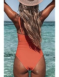CUPSHE Traje de baño de una pieza con cuello en V y espalda baja para mujer