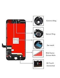 Kit completo de reparación de pantalla LCD para iPhone 7 Plus de 5,5 pulgadas Pantalla LCD táctil digitalizador marco de repuesto de montaje completo con cristal templado, herramientas de reparación e instrucciones, 5.5 pulgadas