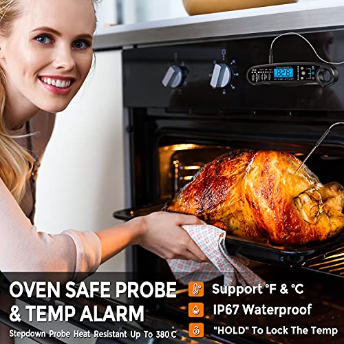 Powlaken 2 in 1 Instant Read Meat Thermometer for Cooking, Fast