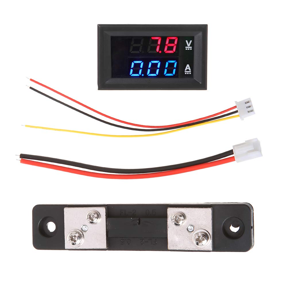 Buwei DC 0-100V/50A Red Blue Digital Voltmeter Ammeter LED Dual Display Voltage Current Indicator Monitor Detector