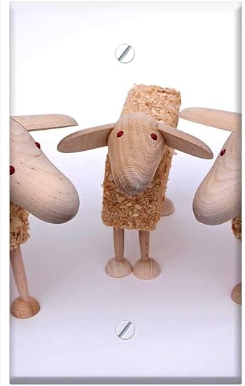 wooden sheep with wool