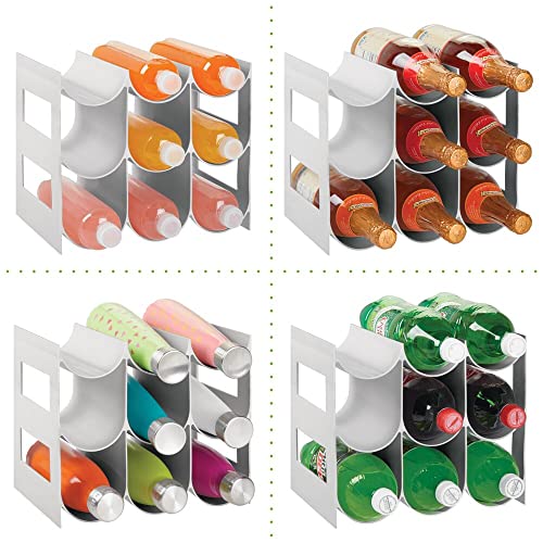 mDesign Plastic Water Bottle Organization/Wine Rack Storage Organizer for Kitchen Countertops