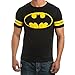 Batman Vintage Distressed Shield With Stripes Sleeves Black Adult T-shirt Tee