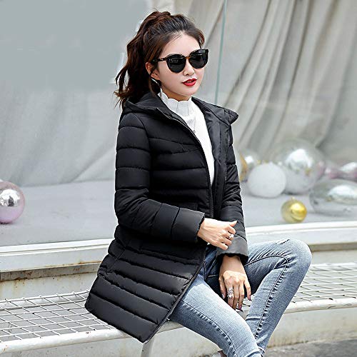 Coats For Women On Sale, Clearance!! Farjing Women Winter Sale Warm Coat Hooded Thick Warm Slim Jacket Long Overcoat（L,Black) - Thumbnail 3