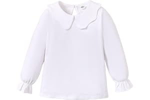 ZFZDRen 12M-8Y Toddler Baby Girls Ruffle Collar Blouse Kids Girl Solid Color T-Shirts Casual Tee Tops