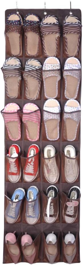 Yinpinxinmao 24 Pockets Mesh Net Over The Door Hanging Bag Shoes Organizer Storage Pouch Coffee