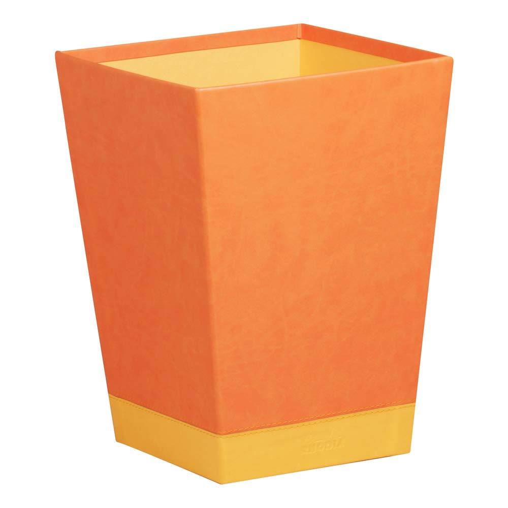 RHODIA 318924C - Tangerine Waste Paper Bin - 24x24x32 cm - Orange Saddle Stitching - Faux Leather Exterior - Rhodiarama Home Office Collection - Office Organization & Designer Storage