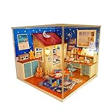 Kits Wood Dollhouse Miniature DIY dolls House Room with Furniture and Cover Wish Upon Star