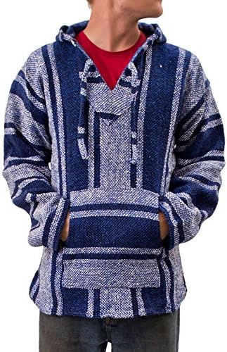 Classic Mexican Baja Pullover Hoodie Blue Large by Onsale Merchandise