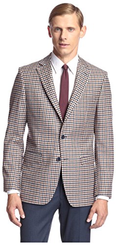 Simon spurr men s checked slim fit sport coat, brown, 4…