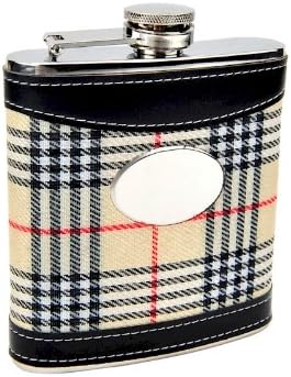 Personalized 6oz Plaid Golf Flask, Free Engraving