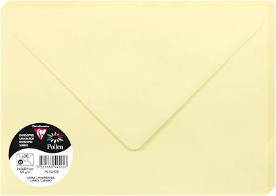 Clairefontaine 5452C Pack of 20 Gummed Envelopes C5 16.2x22.9cm 120gsm Canary