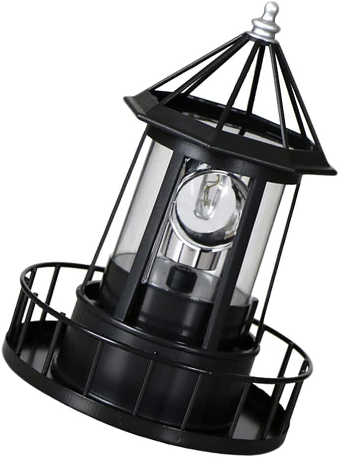 Happyyami Lighthouse Lamp Outdoor Landscape Lamp Revolving Garden Light LED Revolving Lamp Decorative LED Solar Lamp Lighthouse Garden Decor
