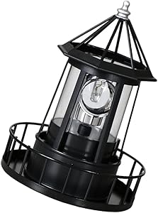 Happyyami Lighthouse Lamp Outdoor Landscape Lamp Revolving Garden Light LED Revolving Lamp Decorative LED Solar Lamp Lighthouse Garden Decor