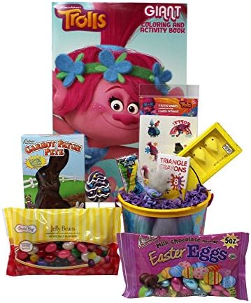 Trolls Easter Basket | Great for Little Boys and Girls | Pre Filled with Stuffers, Chocolate, Candy, Treats and Toys | Perfect for Kids of Most Ages