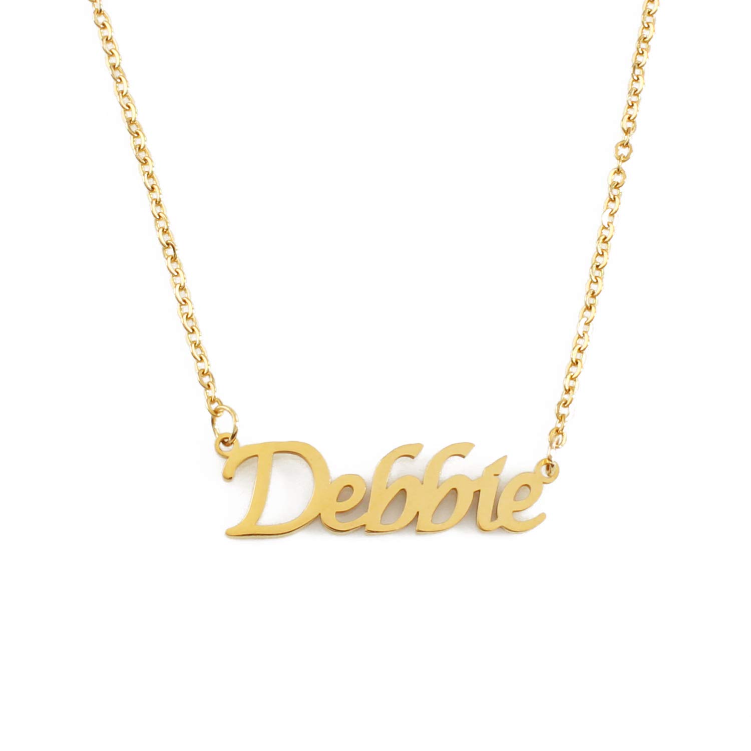 Kigu Debbie Personalised Name Necklace 18ct Gold Plated, Custom Dainty Name Pendants, Jewellery for Ladies, Girlfriend, Mother, Sister, Friends