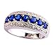 Psiroy 925 Sterling Silver Plated Simulated Blue Sapphire Half Eternity Band Ring Size 8