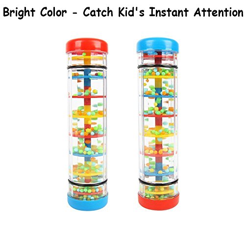 Deardeer 8 inches Toddler Rainmaker Toy Rainstick Rattle Mini Tube Shaker Rainfall Auditory Sensory Instrument Toy for Baby