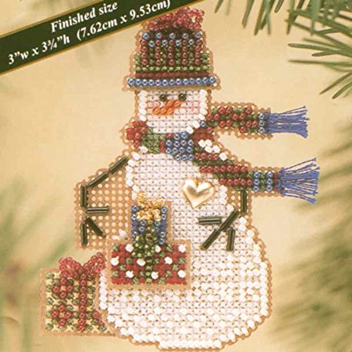 Gift Snow Charmer Beaded Counted Cross Stitch Christmas Ornament Snowman Kit Mill Hill 2003 Snow Charmers MHSC38