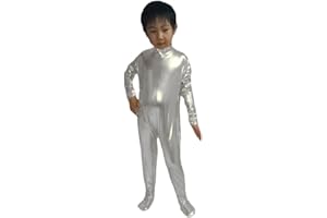 WOLF UNITARD Alien Costume Kids Shiny Metallic Unitard Dancewear Bodysuit