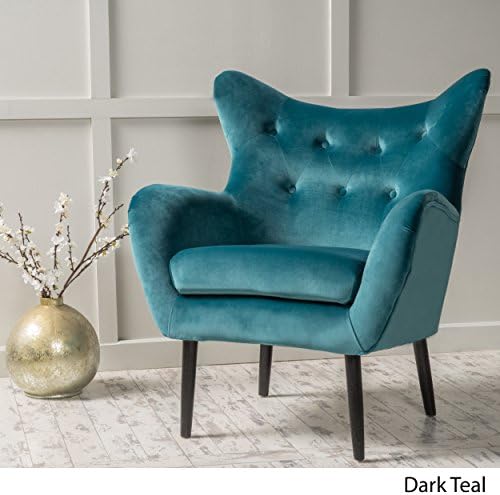 Mid-Century Modern Style Alyssa Solid Pattern Velvet Arm Chair (Dark Teal)
