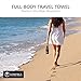 Travel Towel Full-Body Foldable Premium Microfiber Absorption (Blue) - 19 x 38” Size for Hot Yoga, Camp, Swim, Gym or Workout in Ultimate Packable Sack by Compact Technologies